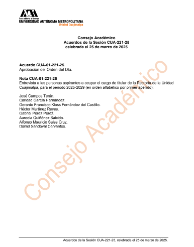 Acuerdos de la sesión CUA-221-25