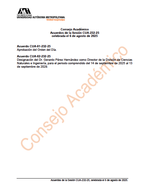 Acuerdos de la sesión CUA-232-25