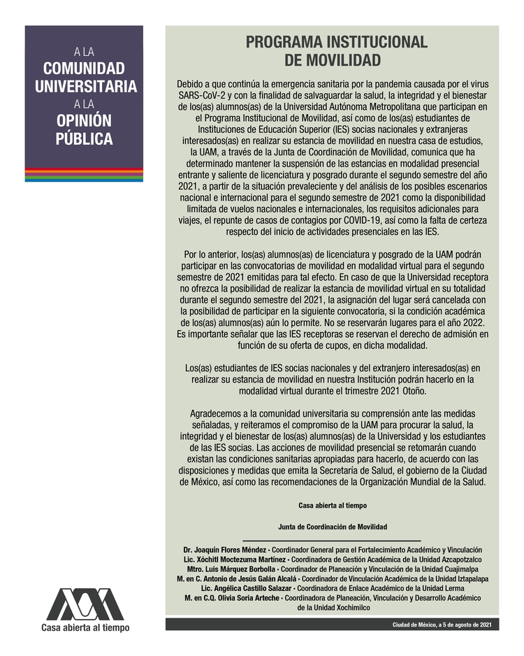 Comunicado 5 ago