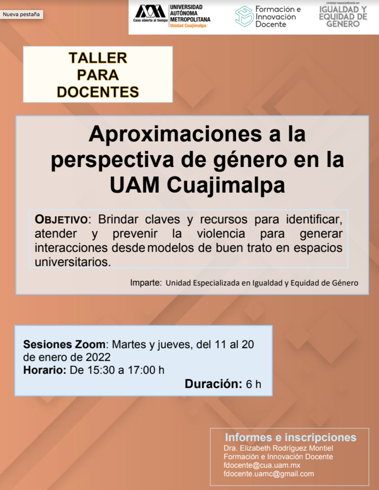 Cartel Taller docentes género