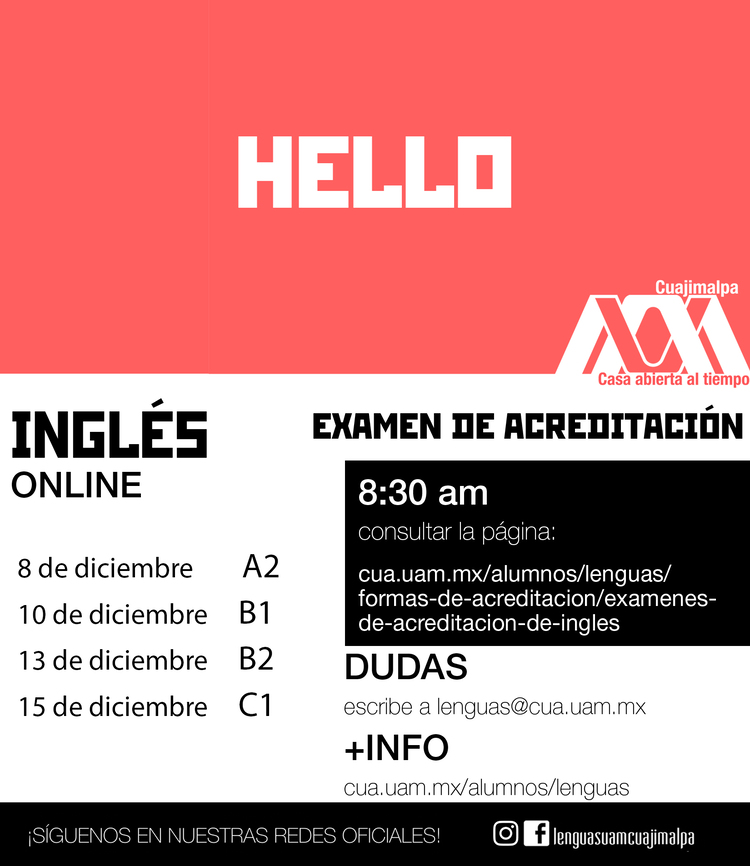 Cartel Examen Acreditación Inglés