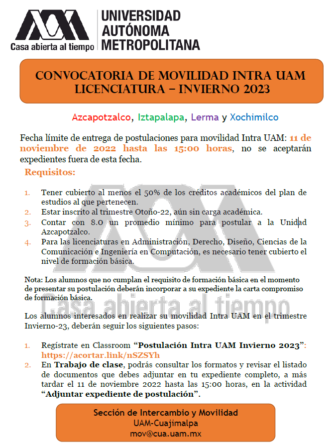 Convocatoria Movilidad