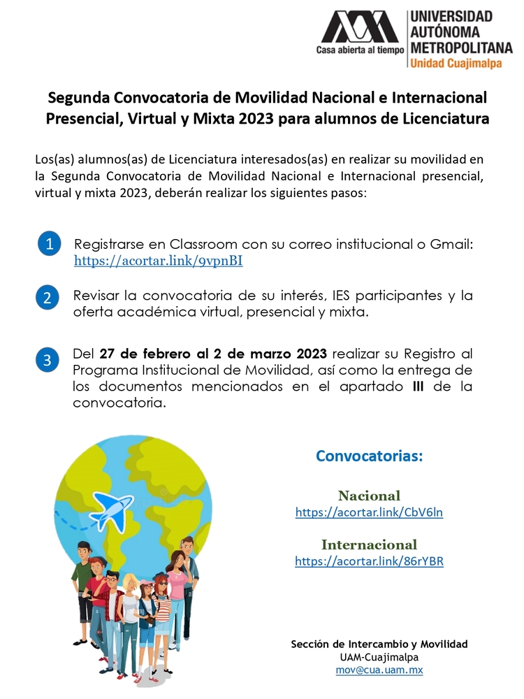 2da Convocatoria de Movilidad Nac e Int 2023