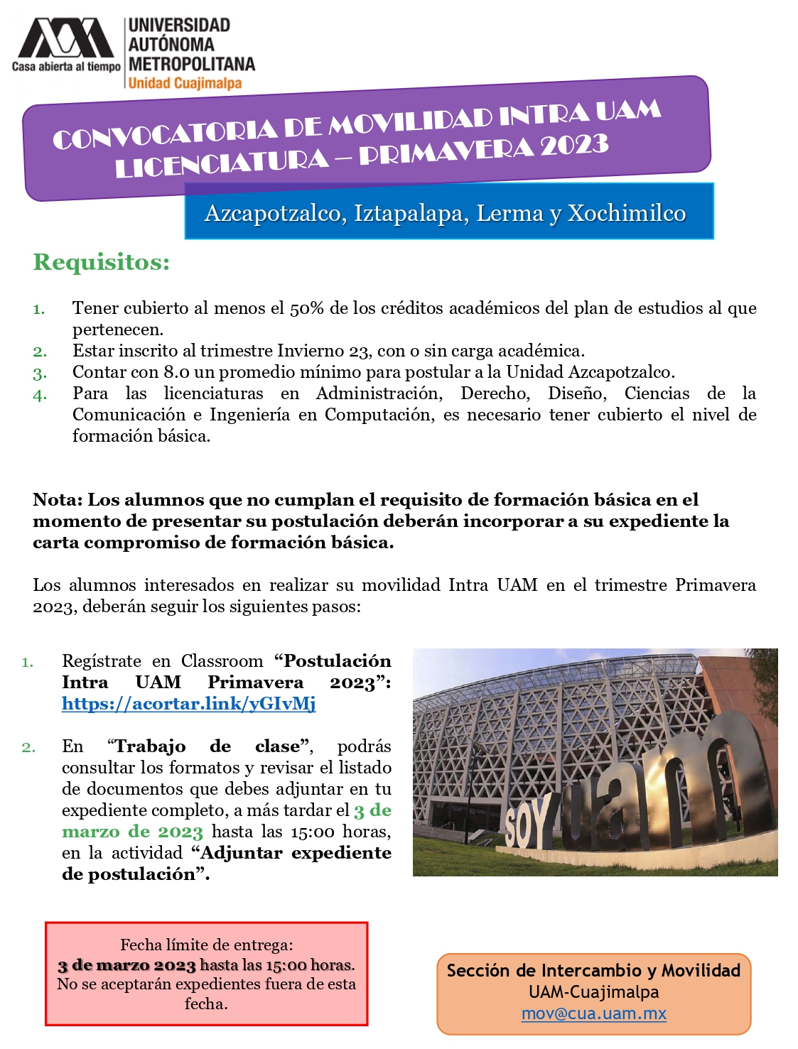 Convocatoria de movilidad