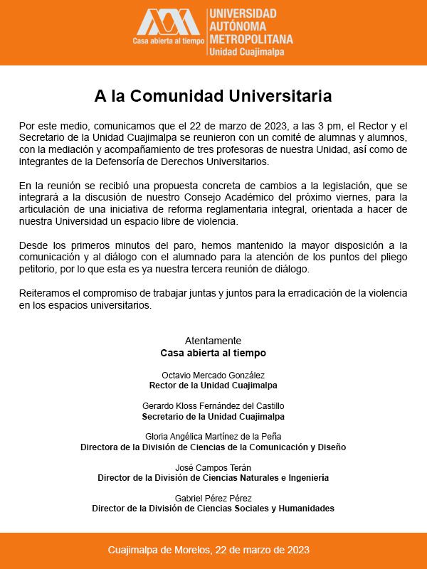 Comunicado 22 de marzo