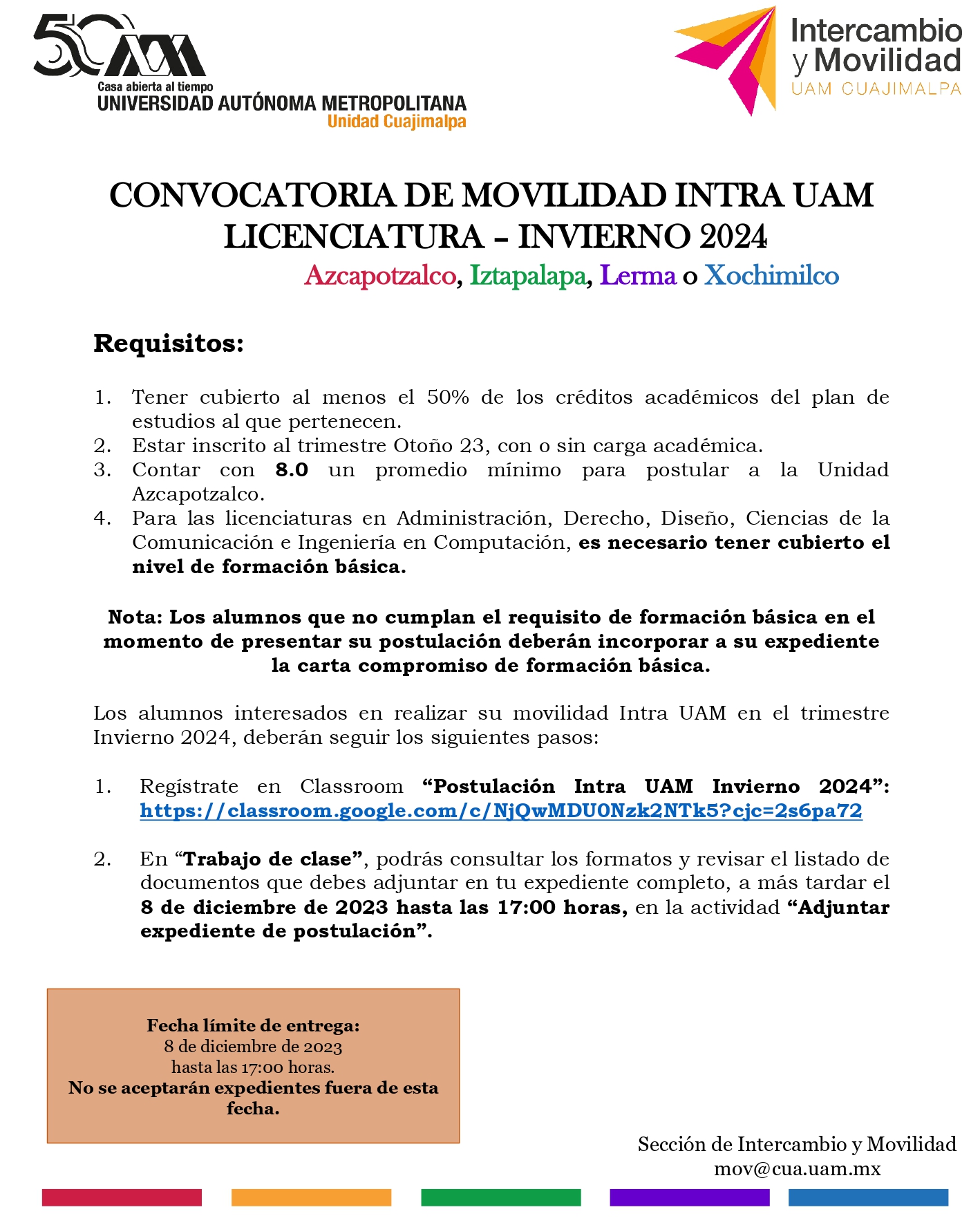 Convocatoria INTRAUAM 24I