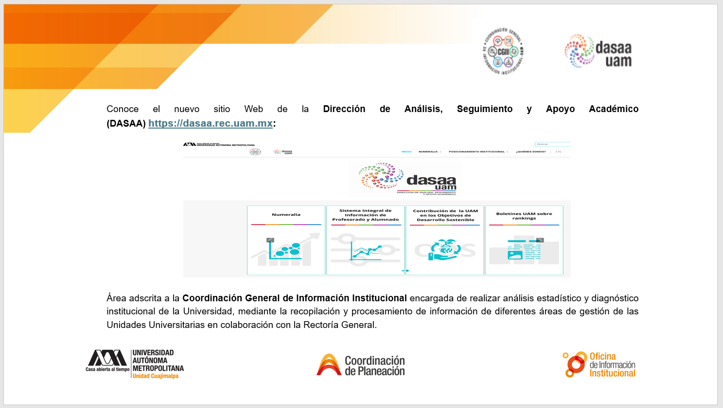 Sitio Web de la Dirección de Análisis, Seguimiento y Apoyo Académico / CGII / RG.