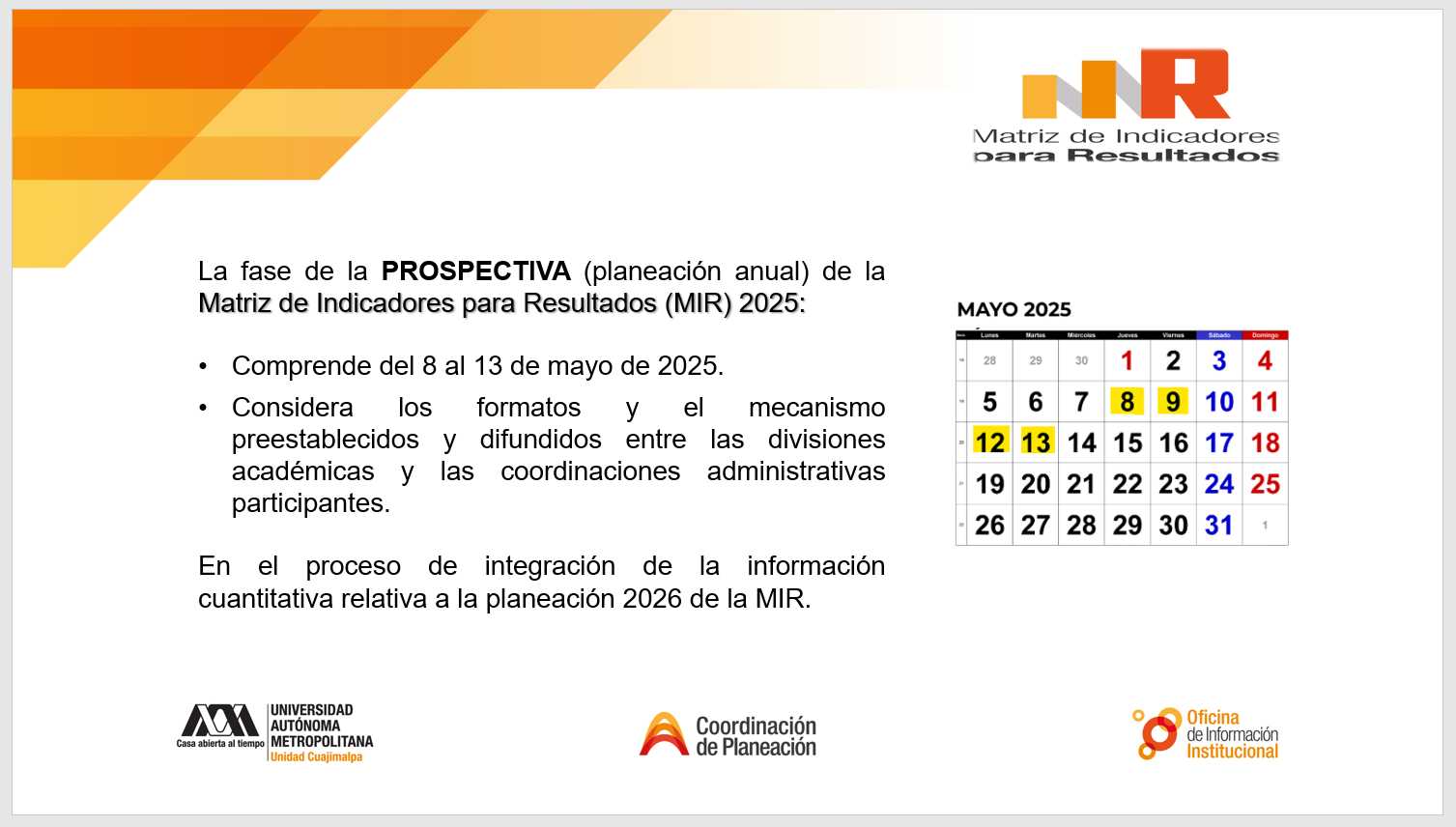 Prospectiva MIR / Planeación anual 2026