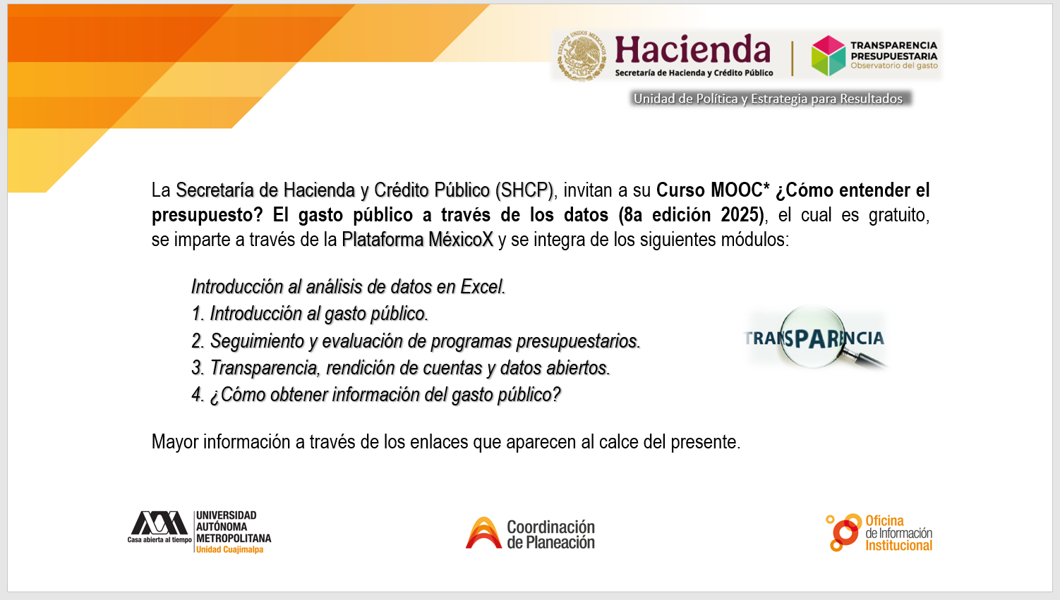Curso MOOC* ¿Cómo entender el presupuesto? 