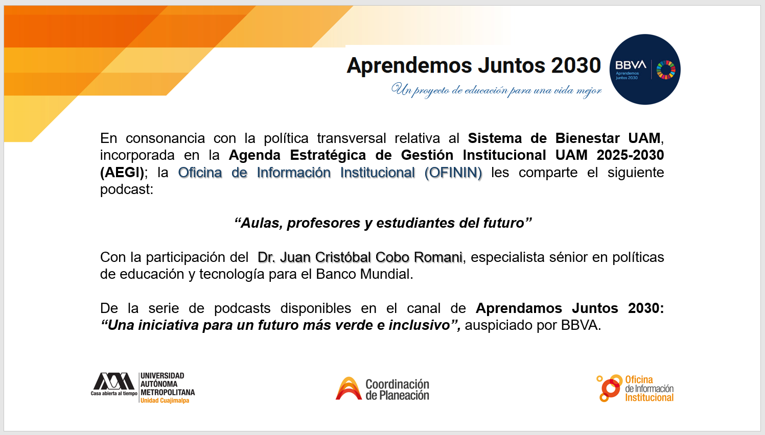 Aprendamos Juntos 2030: Aulas, profesores y estudiantes del futuro.