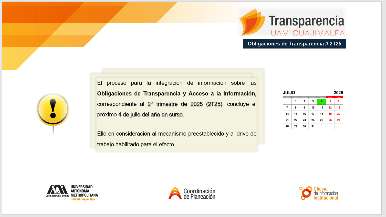 Obligaciones de Transparencia // 2T25