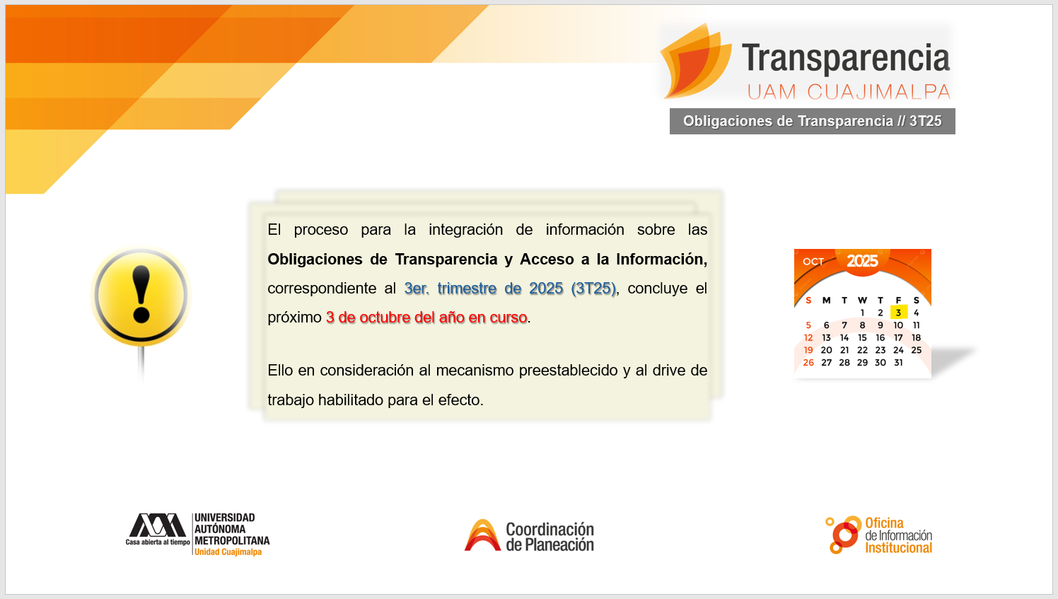 Obligaciones de Transparencia y Acceso a la Información - 3T25